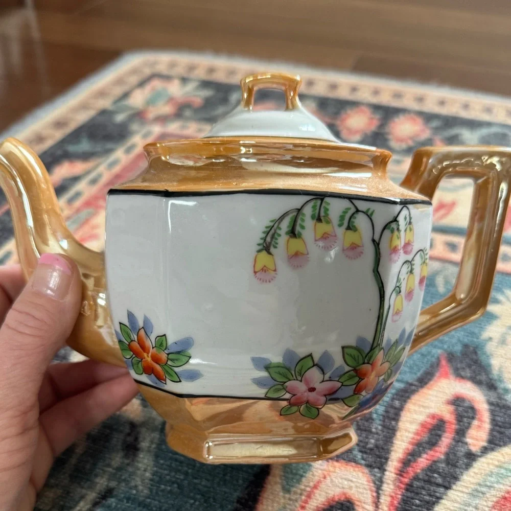 TRICO Hand Painted Elegant Gold and White Tea Set